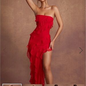 Oh Polly Asymetrical Red Party Dress